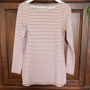 L. L. Bean Signature white red stripe long sleeved tunic Nautical beach Cottage